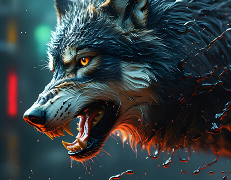 Wolf with Yellow Eyes