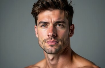 Obraz premium Portrait of a handsome young man on a gray background