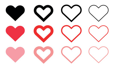 set of vector hearts