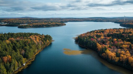 Obraz premium Wind turbines in Maine create clean energy from the wind.