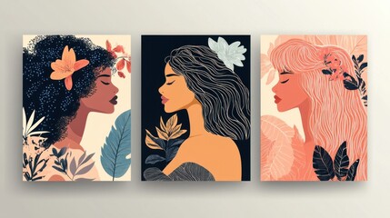 Card set designed for International Women's Day greetings and celebrations.