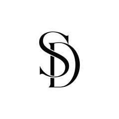 SD monogram logo design letter text name symbol monochrome logotype alphabet character simple logo