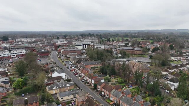 Basingstoke England residential houses and streets drone,aerial
