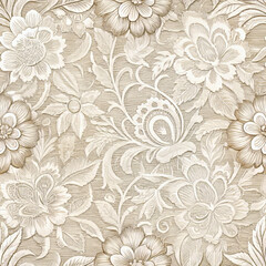 Elegant seamless floral lace fabric texture in neutral tones