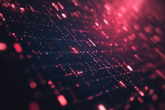 digital grid abstract illustration. red matrix texture. data visualization. crypto currency world.