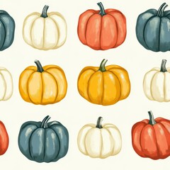 halloween hip modern creative autumn  funky pumpkins illustration seamless pattern