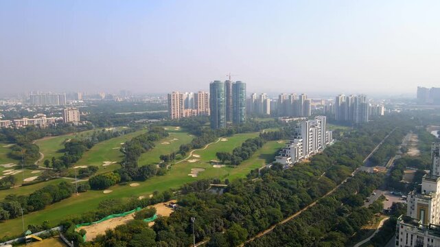 Aerial drone shot capturing Jaypee green in Noida India near Pari Chowk