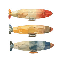 Watercolor Zeppelin. Vintage hand drawn vector illustration