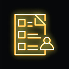 Neon glowing online customer profile with personal data is ideal for illustrating concepts of user account, digital identity or personal information