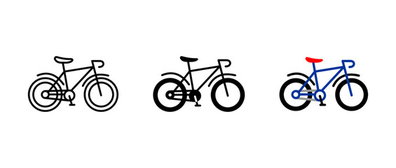 Naklejka premium Bicycle icon. City bike sign. Two-wheeled vehicle with frame and pedals symbol. Urban commuting pictogram. Outdoor sport transport illustration.