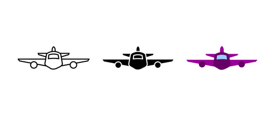 Airplane icon. Aircraft transport sign. High-speed plane symbol. Sky travel vehicle pictogram. Flight jet illustration.