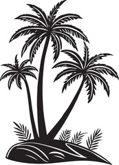 Fototapeta premium Silhouette of Tropical Palm Trees on an Island