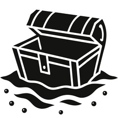 silhouette vector of sunken treasure chest 