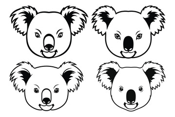Koala line art silhouette vector graphic, bundle.