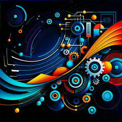 Abstract technology background. . Oil paint illustration.