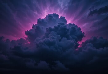 Obraz premium A dark, stormy sky with shades of black, purple, blue, and pink