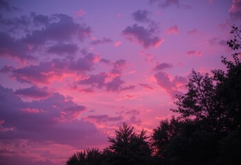 Fototapeta premium A beautiful sunset with pink, purple, and pastel colors in the sky