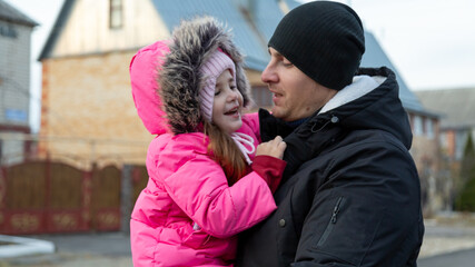 Fototapeta premium Father and baby spending time together outdoor