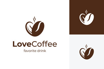 Love Coffee Beans Logo Icon Design. Hot Drink vector with hearth for favorite symbolic illustration design