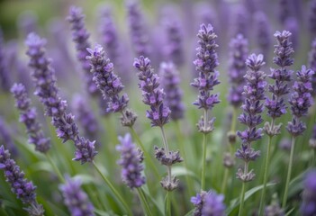 A close-up of purple lavender flowers with a blurred background