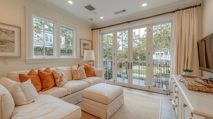 Comfortable Sectional Sofa In Bright Sunlit Living Room