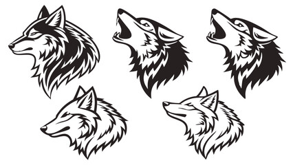 Explore Captivating Wolf Silhouettes and Head Illustrations: Perfect for Nature-Inspired Creative Design and Decor
