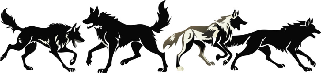 Explore Captivating Wolf Silhouettes and Head Illustrations: Perfect for Nature-Inspired Creative Design and Decor
