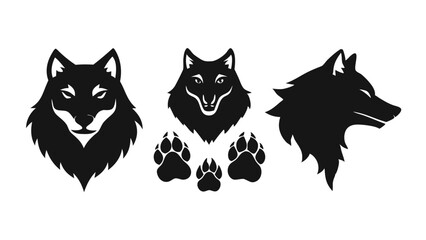 Explore Captivating Wolf Silhouettes and Head Illustrations: Perfect for Nature-Inspired Creative Design and Decor
