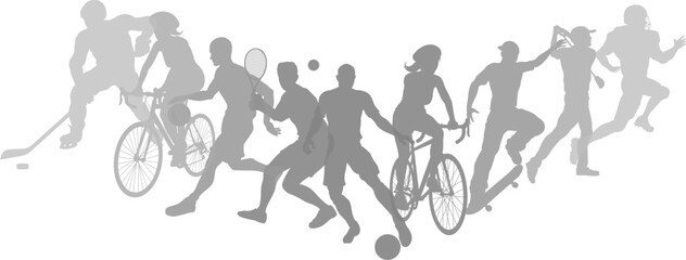 A sport active fitness sports healthy lifestyle silhouette people silhouettes set