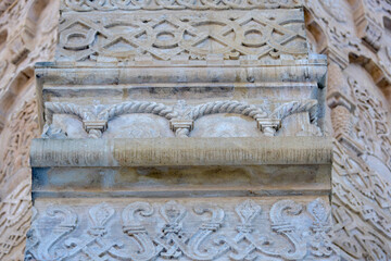 detail of the facade of the basilica of st mark in venice