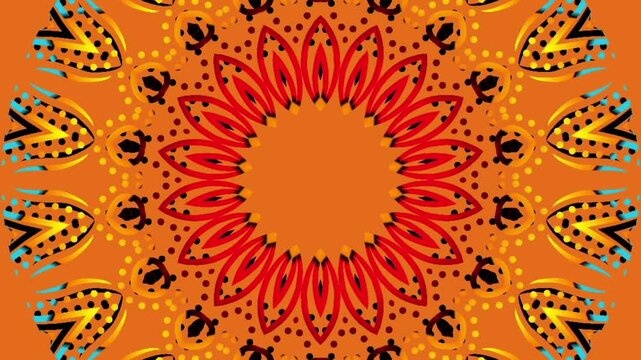 caleidoscope classic gradient circle flower art pattern of traditional tenun batik ethnic dayak ornament for animation ads	