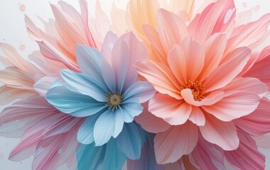 Obraz premium An abstract painting of flowers with soft, pastel colors on a white background