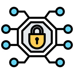 Encryption Outline Color Icon
