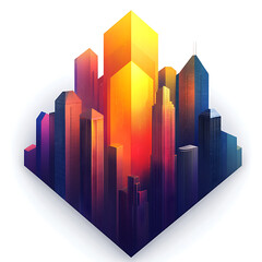 Modern city skyline colorful illustration high resolution hd logo