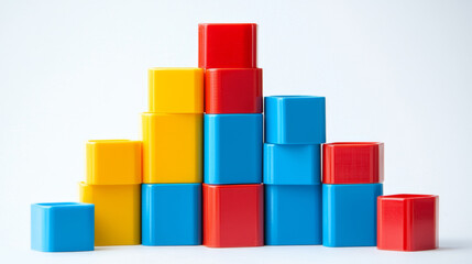 Colorful blocks stacked in ascending order, forming a bar graph.
