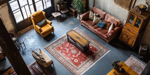 Vintage Living Room Interior Design With Antique Furniture