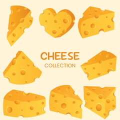 3D Illustration of a Yellow Cheese Collection