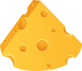 3D Illustration of Yellow Triangular Cheese