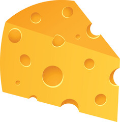 3D Illustration of Yellow Triangular Cheese