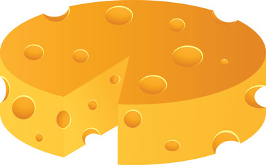 Round cheese head dairy product isolated on white background