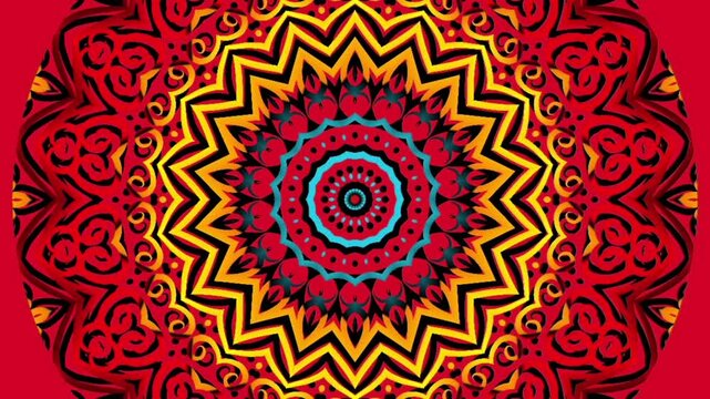 caleidoscope classic gradient circle flower art pattern of traditional tenun batik ethnic dayak ornament for animation ads	