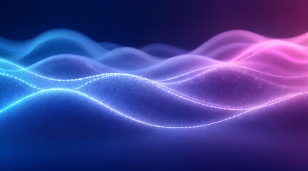 Fototapeta premium Abstract 3D Glowing Wavy Lines in Neon Colors Representing Digital Soundwaves and Futuristic Aesthetics