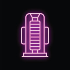 Glowing neon sign of gym equipment for back training on a black background, perfect for fitness and workout concepts