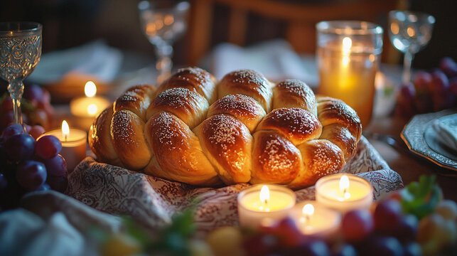 Freshly baked golden braided bread, beautifully arranged on a rustic wooden cutting board, styled for a warm and inviting artisan bakery concept
