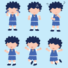 Fototapeta premium Kindergarten boy with different expressions illustration