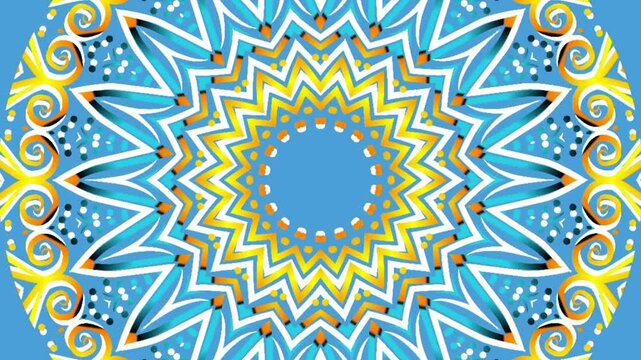 caleidoscope classic gradient circle flower art pattern of traditional tenun batik ethnic dayak ornament for animation ads	