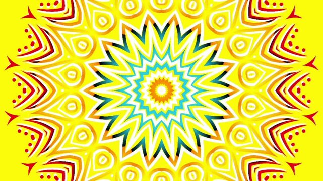 caleidoscope classic gradient circle flower art pattern of traditional tenun batik ethnic dayak ornament for animation ads	