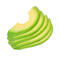 Slice of fresh avocado isolated on the white background. sandwich ingredients.