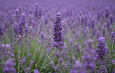 A field of purple lavender flowers with a blue sky in the background
