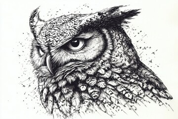 Obraz premium Artistic depiction of an owl using a simple outline style.